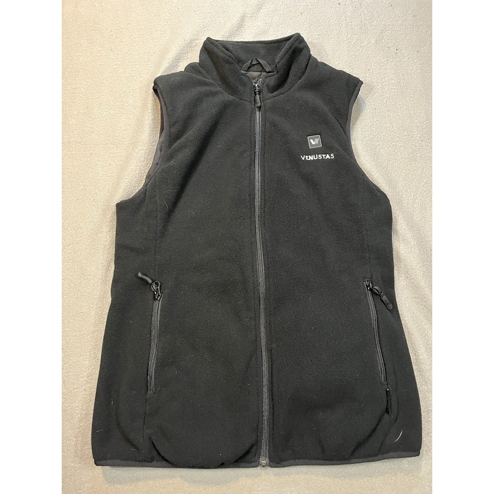 Venustas Mens S Heated Vest Black Polyester Fleece Full Zip Battery Pack